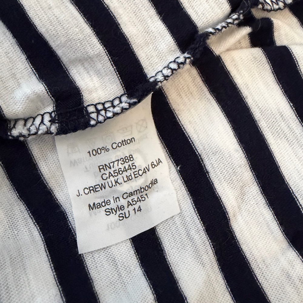 J. Crew Cotton Striped Long-Sleeve Midi Dress - Black & White - Picture 5 of 5